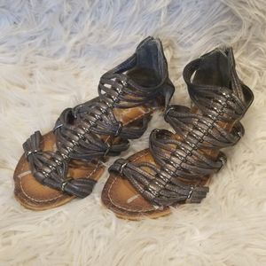 Dark Silver Sandals, sz 7